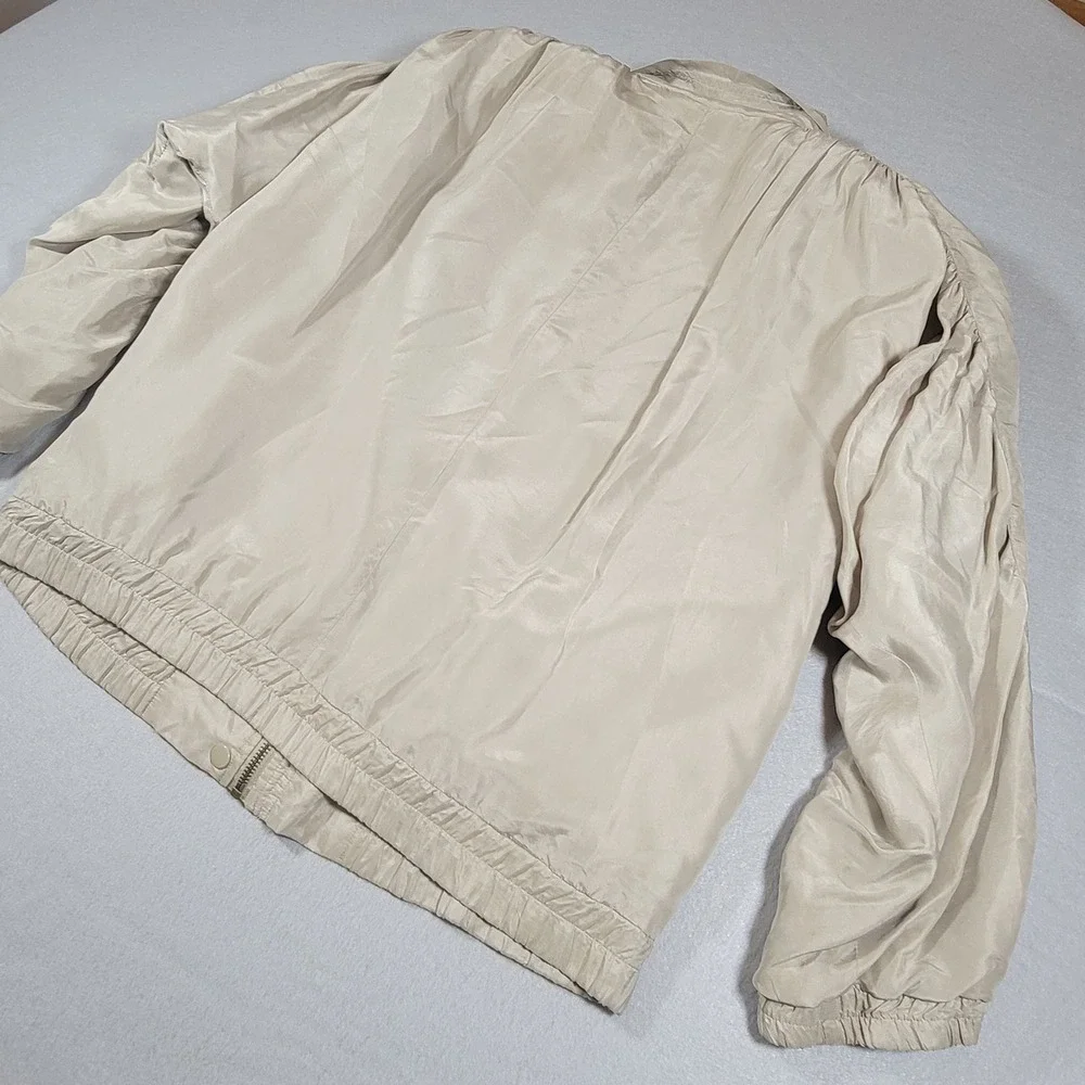 Vintage 80s Donna Toran Silk Jacket Beige Women's‎ Size Medium Shoulder Pads